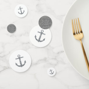 Zilver & Wit Glitter Anker Zeevaart Strandfeest Confetti