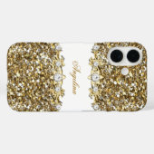 Zilver Wit Goud Faux Diamond Jewel Glitter Case-Mate iPhone Case (Achterkant (horizontaal))