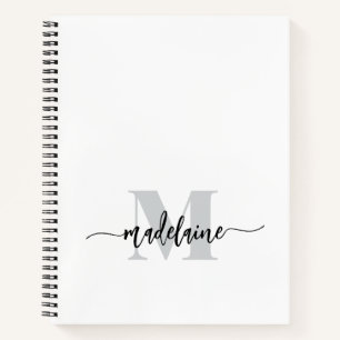 Zilver Wit Zwart Persoonlijk Monogram Notitieboek