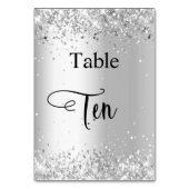 Zilver witte glitters calligraphy tafel tien 10 kaart (Achterkant)