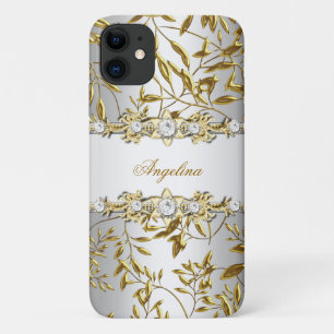Zilver Witte Goud Diamant Juwelen Afbeelding iPhone 11 Hoesje