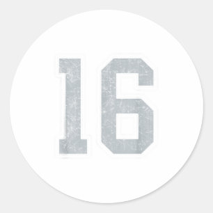 Zilver Witte Nummer 16 Jersey Speler Uniform #16 Ronde Sticker