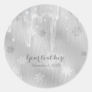 Zilver witte sneeuwvlokken Winter wonderland gunst Ronde Sticker