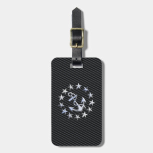 Zilver Yacht Naval Vlag op Charcoal Grille Bagagelabel