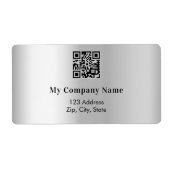 Zilver zakelijke QR code retour adres verzending Etiket (Voorkant)