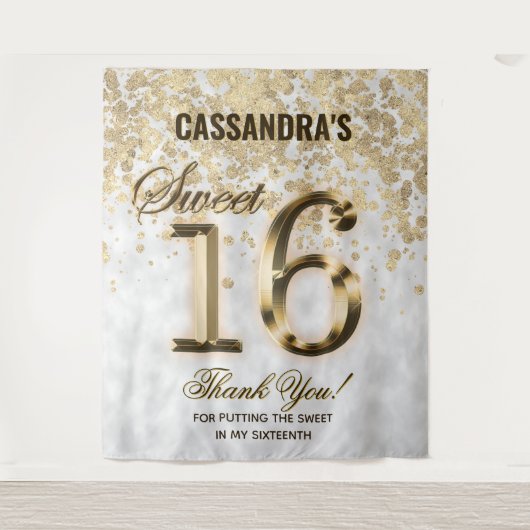 Zilver Zestien Gouden Nep Folie Glitterend Tapijt Wandkleed (Voorkant)