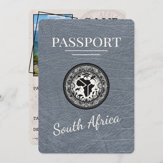 Zilver Zuid-Afrika paspoort Save The Date (Voorkant / Achterkant)