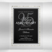 Zilver & Zwart 25e Huwelijksjubileum QR-code Drieluik Aankondiging (Binnenkant midden)