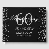 Zilver Zwart 60e Diamanten Jubileum Glitters Gastenboek (Voorkant)