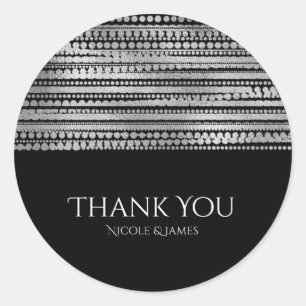 Zilver & Zwart Eenvoudig Modern Elegant Favor Ronde Sticker