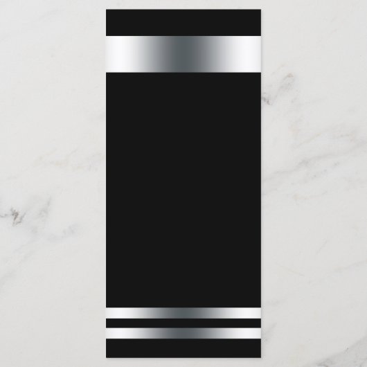 Zilver & Zwart Eenvoudige Elegante Chic Menu Kaart (Achterkant)