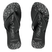 Zilver & Zwart Elegant Maid of Honor Bruiloft Teenslippers (Voetbed)