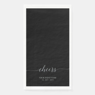 Zilver & Zwart Elegant Script Proost Evenement Fee Servet