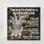 Zilver Zwart en Goud Maskerade Party Kaart (Achterkant)