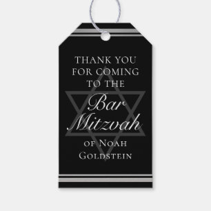 Zilver Zwart Formele Bar Mitswa Custom Party Cadeaulabel