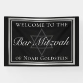 Zilver Zwart Formele Bar Mitswa Custom Party Spandoek (Horizontaal)