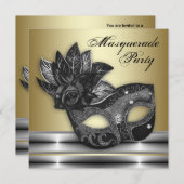 Zilver Zwart Goud Masquerade Party Uitnodigingen (Voorkant / Achterkant)