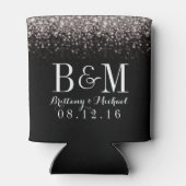 Zilver Zwart Hollywood Glitz Glam Bruiloft Blikjeskoeler (Achterkant)