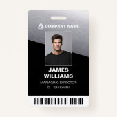 Zilver Zwart Minimalistisch Modern | Badge met str (Voorkant)