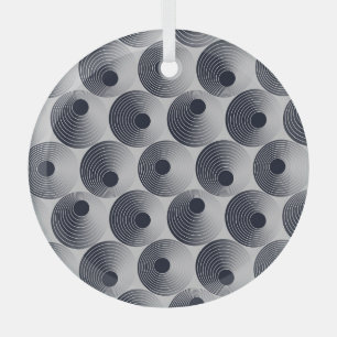 Zilver-zwart mozaïek: concentrische ringen textuur glas ornament