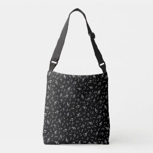 zilver zwart, noot, muzikaal, melodie, muziek, gel crossbody tas