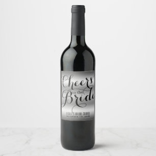 Zilver & Zwart PROOST OP DE BRUID Bridal Shower Wijn Etiket