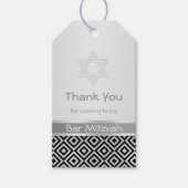 Zilver zwart ruitpatroon Bar Mitzvah Cadeau label Cadeaulabel (Voorkant)
