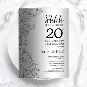 Zilver Zwart Surprise 20ste Verjaardag Kaart