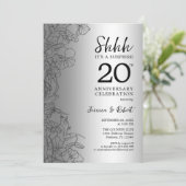 Zilver Zwart Surprise 20ste verjaardag Kaart (Staand voorkant)