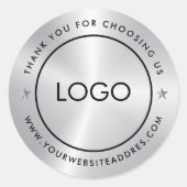 Zilver Zwart Textuur Aangepaste Typografie Ronde Sticker (Voorkant)