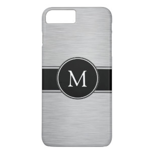 Zilver, zwart, wit met uw monogram 	iPhone 8 plus / 7 plus hoesje