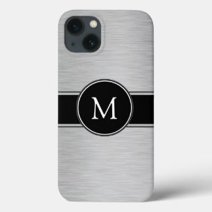 Zilver, zwart, wit met uw monogram iPhone 13 hoesje