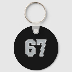 Zilver Zwart Wit Nummer 67 Jersey Speler Uniform Sleutelhanger