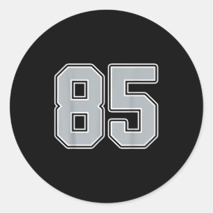 Zilver Zwart Wit Nummer 85 Jersey Speler Uniform Ronde Sticker