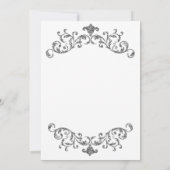 Zilver Zwart Wit Sierlijk Formeel Huwelijk Kaart (Achterkant)