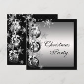 Zilver Zwart Wit Sneeuwvlokken Kerstfeest Kaart (Voorkant / Achterkant)