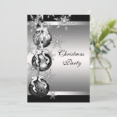 Zilver Zwart Wit Sneeuwvlokken Kerstfeest Kaart (Staand voorkant)