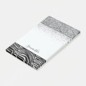 Zilver Zwart Zebra Print Sparkle Post-it® Notes (Schuin)