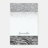 Zilver Zwart Zebra Print Sparkle Post-it® Notes (Voorkant)