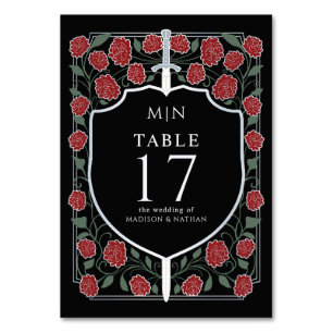 Zilver Zwart Zwaard & Schild Fantasy Wedding Kaart