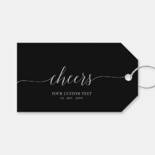 Zilver & Zwarte Elegante Script Klinkende Event Fe Cadeaulabel