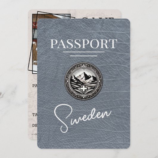 Zilver Zweden paspoort Bewaar de datum Save The Date (Voorkant / Achterkant)