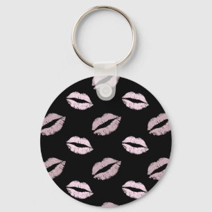 Zilverachtige Roze Kusjes Sleutelhanger
