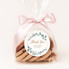 Zilverachtige Waterverf Eucalyptus Bruiloft Sticke Ronde Sticker