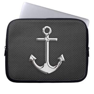 Zilveranker op koolstofvezeldecor laptop sleeve