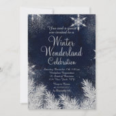 Zilverblauwe sneeuwvlok corporate winter wonderlan kaart (Voorkant)