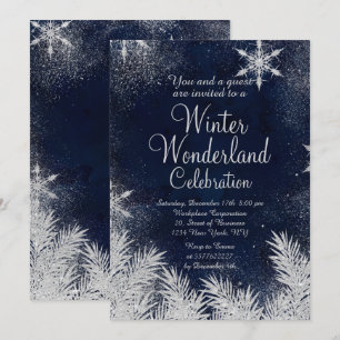 Zilverblauwe sneeuwvlok corporate winter wonderlan kaart