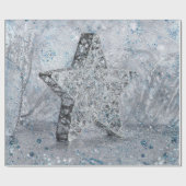 Zilverblauwe ster cadeaupapier (Vlak)