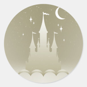 Zilverdroomkasteel in de wolkenkraam ronde sticker