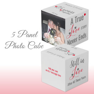 Zilveren 25 jaar jubileum rode foto kubus